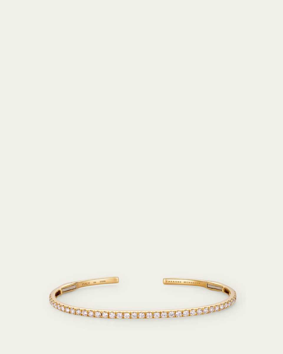 18K Yellow Gold White Diamond Hinged Bangle